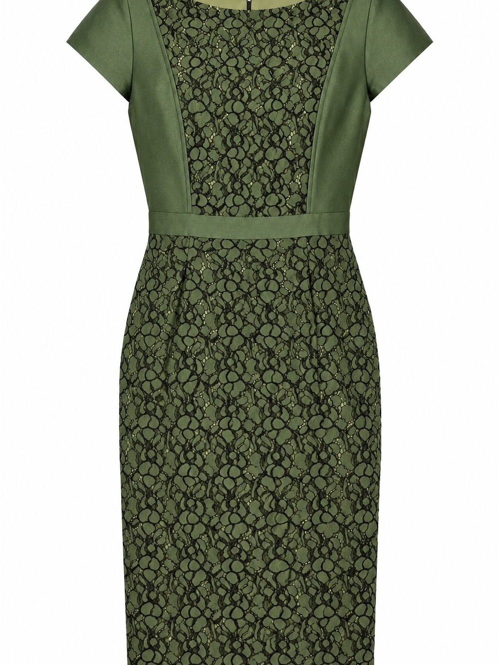 Tory Burch Mariana Douglas Fir Green Black Lace Sheath Dress Size 2